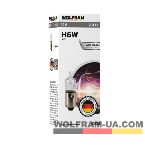 Автолампа галогенная мины Wolfram 12v H6W 6W 25132