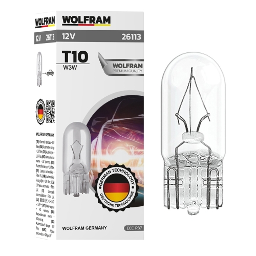 Автолампа накаливания Wolfram 12v T10 W3W 26113