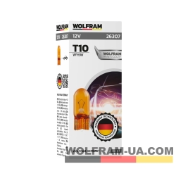 Автолампа накаливания Wolfram 12v T10 WY5W 26307 Yellow