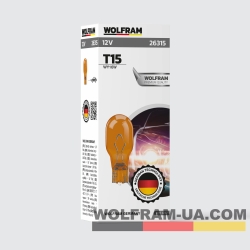 Автолампа накаливания Wolfram 12v T15 WY16W 26315 Yellow