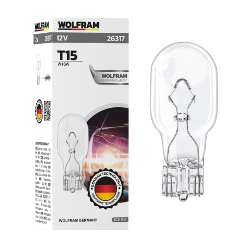 Автолампа розжарювання Wolfram 12v T15 W16W (26317)
