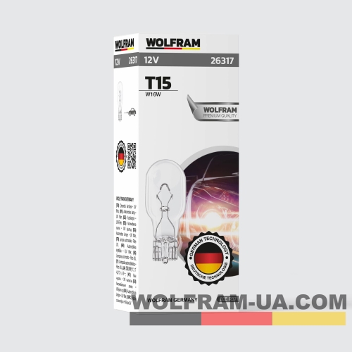 Автолампа розжарювання Wolfram 12v T15 W16W (26317)