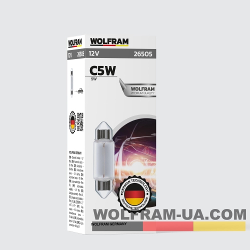 Автолампа накаливания Wolfram 12v C5W 5W 26505