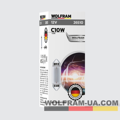 Автолампа накаливания Wolfram 12v C5W 10W 26510