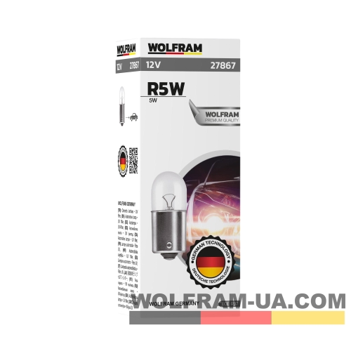 Автолампа накаливания Wolfram 12v R5W 5W 27867