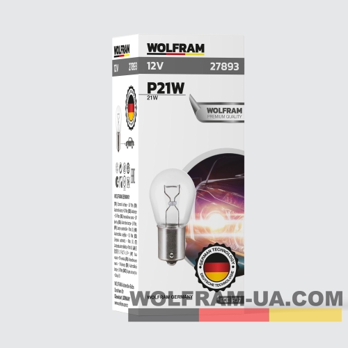 Автолампа накаливания Wolfram 12v P21W 21W 27893
