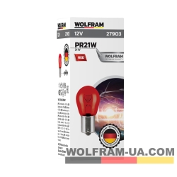 Автолампа розжарювання Wolfram 12v PR21W 21W Червона (27903)