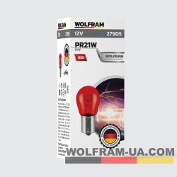 Автолампа розжарювання Wolfram 12v PR21W 21W Червона (27906)