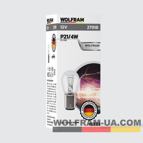 Автолампа накаливания Wolfram 12v P21/4 21/4W 27918