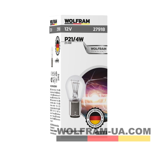 Автолампа накаливания Wolfram 12v P21/4 21/4W 27918