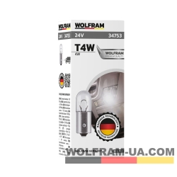 Автолампа галогенная Wolfram 24v T4 4W 34753