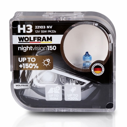Автолампа галогенная Wolfram 12v H3 55W Night Vision +150% 22103NV (2шт)