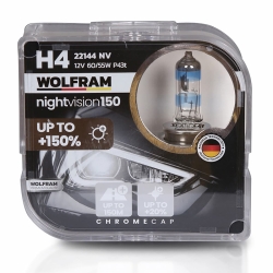 Автолампа галогенная Wolfram 12v H4 60/55W Night Vision +150% 22144NV (2шт)