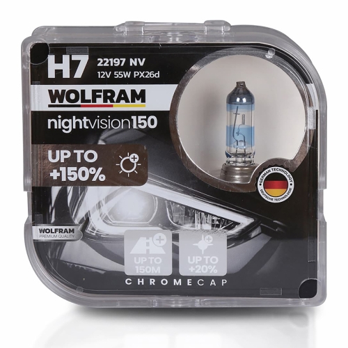 Автолампа галогенна Wolfram 12v H7 55W Night Vision +150% 2шт (22197NV)