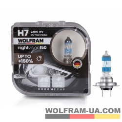 Автолампа галогенная Wolfram 12v H7 55W Night Vision +150% 22197NV (2шт)