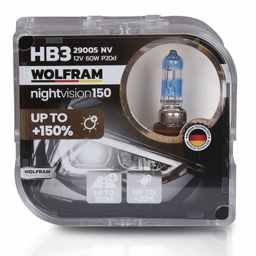 Автолампа галогенна Wolfram 12v HB3 60W Night Vision +150% 2шт (29005NV)