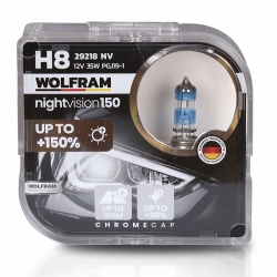 Автолампа галогенная Wolfram 12v H8 35W Night Vision +150% 29218NV (2шт)