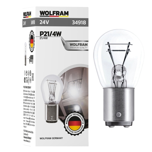 Автолампа розжарювання Wolfram 24v P21/4 21/4W (34918)