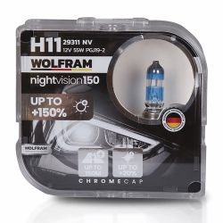 Автолампа галогенная Wolfram 12v H11 55W Night Vision +150% 29311NV (2шт)