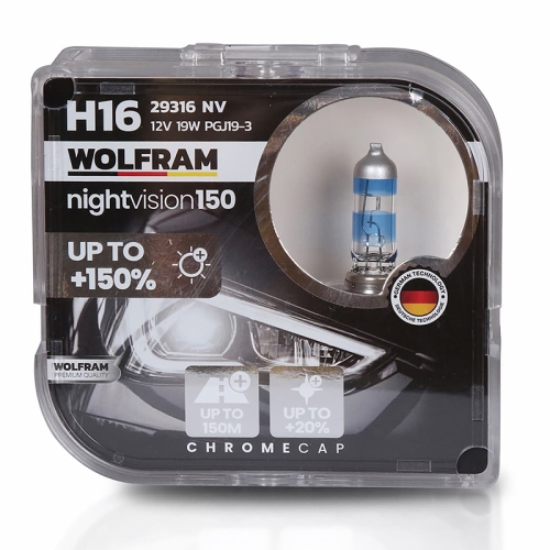 Автолампа галогенная Wolfram 12v H16 19W Night Vision +150% 29316NV (2шт)