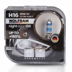 Автолампа галогенная Wolfram 12v H16 19W Night Vision +150% 29316NV (2шт)