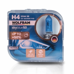 Автолампа галогенная Wolfram 12v H4 100/90W Sky Blue 22144SB (2шт)