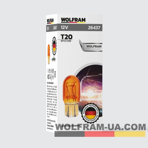 Автолампа накаливания Wolfram 12v T20 WY21/5W 26437
