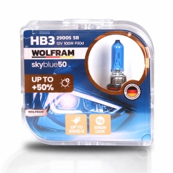 Автолампа галогенная Wolfram 12v HB3 100W Sky Blue 29005SB (2шт)