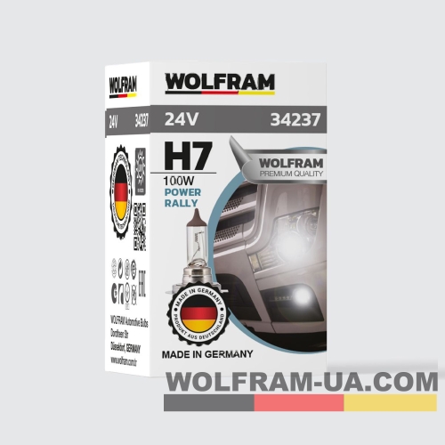 Автолампа галогенная Wolfram 24v H7 100W Power Rally 34237