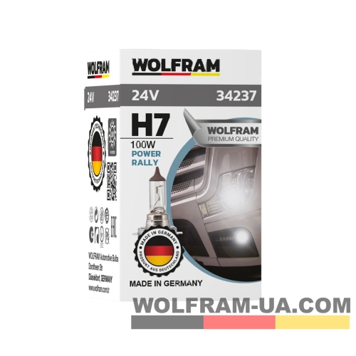 Автолампа галогенная Wolfram 24v H7 100W Power Rally 34237
