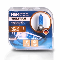 Автолампа галогенная Wolfram 12v HB4 80W Sky Blue 29006SB (2шт)