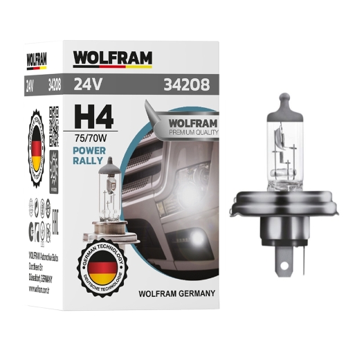 Автолампа галогенная Wolfram 24v H4 75/70W P45 Power Rally 34208