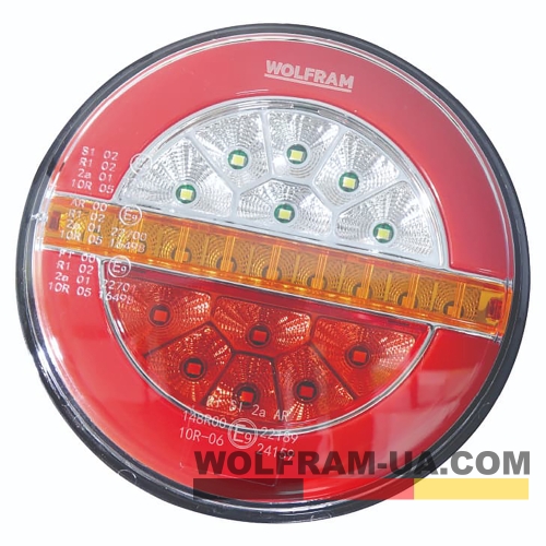 Фонарь задний LED универсальный Wolfram 12-30v E9 Certified Левый (40130)