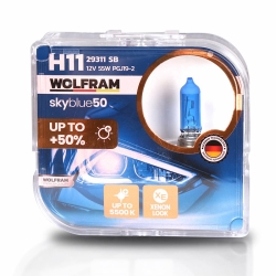 Автолампа галогенная Wolfram 12v H11 55W Sky Blue 29311SB (2шт)