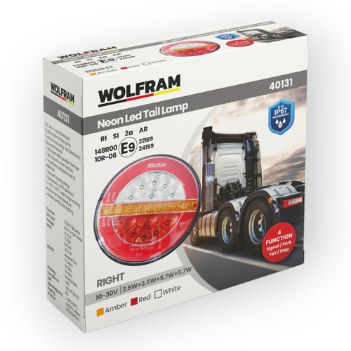 Фонарь задний LED универсальный Wolfram 12-30v E9 Certified Правый (40131)