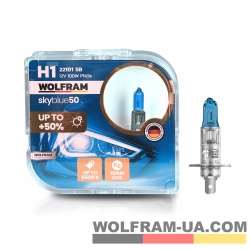 Автолампа галогенная Wolfram 12v H1 100W Sky Blue 22101SB (2шт)