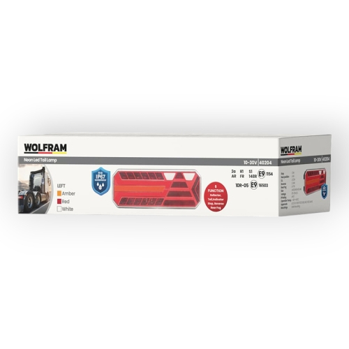 Фонарь задний LED универсальный Wolfram 12-30v E9 Certified Левый (40204)