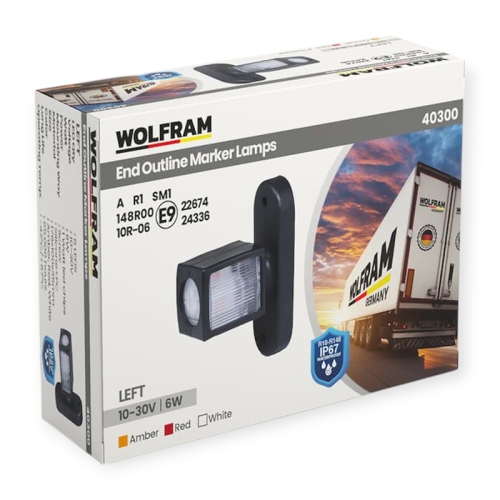 LED Ліхтар габаритний (рожки) Wolfram 12-30v 6W E Certified Лівий (40300)