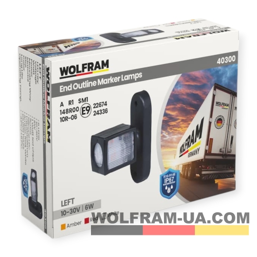 LED Ліхтар габаритний (рожки) Wolfram 12-30v 6W E Certified Лівий (40300)