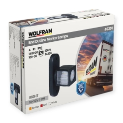 LED Ліхтар габаритний (рожки) Wolfram 12-30v 6W E Certified Правий (40301)