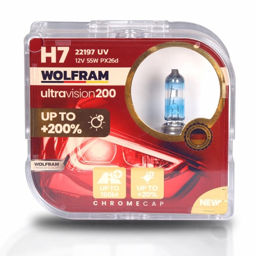 Автолампа галогенная Wolfram 12v H7 55W Ultra Vision +200% 22197UV (2шт)
