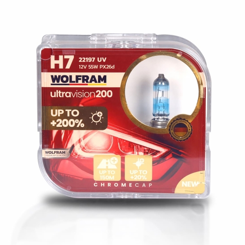 Автолампа галогенная Wolfram 12v H7 55W Ultra Vision +200% 22197UV (2шт)