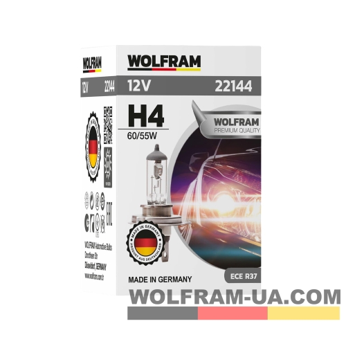 Автолампа галогенная Wolfram 12v H4 60/55W 22144