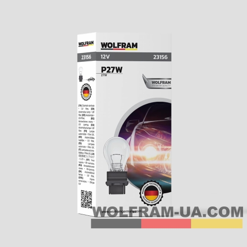 Автолампа накаливания Wolfram 12v P27W 27W 23156