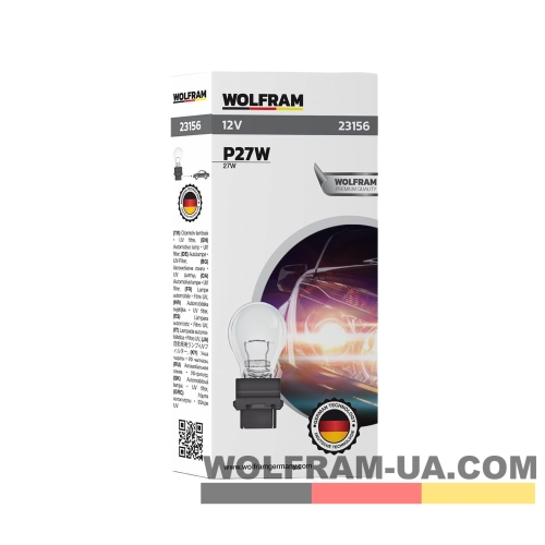 Автолампа накаливания Wolfram 12v P27W 27W 23156