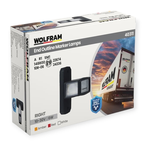 LED Фонарь габаритный (рожки) Wolfram 12-30v 6W E Certified Правый (40311)