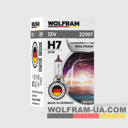Автолампа галогенная Wolfram 12v H7 55W 22197