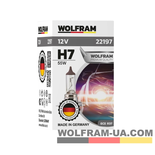 Автолампа галогенная Wolfram 12v H7 55W 22197