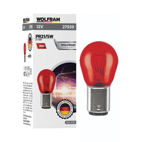 Автолампа розжарювання Wolfram 12v PR21/5W 21/5W Червона (27939)
