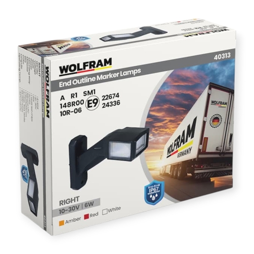 LED Фонарь габаритный (рожки) Wolfram 12-30v 6W E Certified Правый (40313)